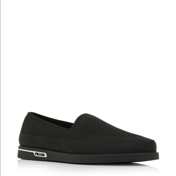 Prada Men’s Twill Mouline Knit Slip-Ons - Black - Picture 2 of 12